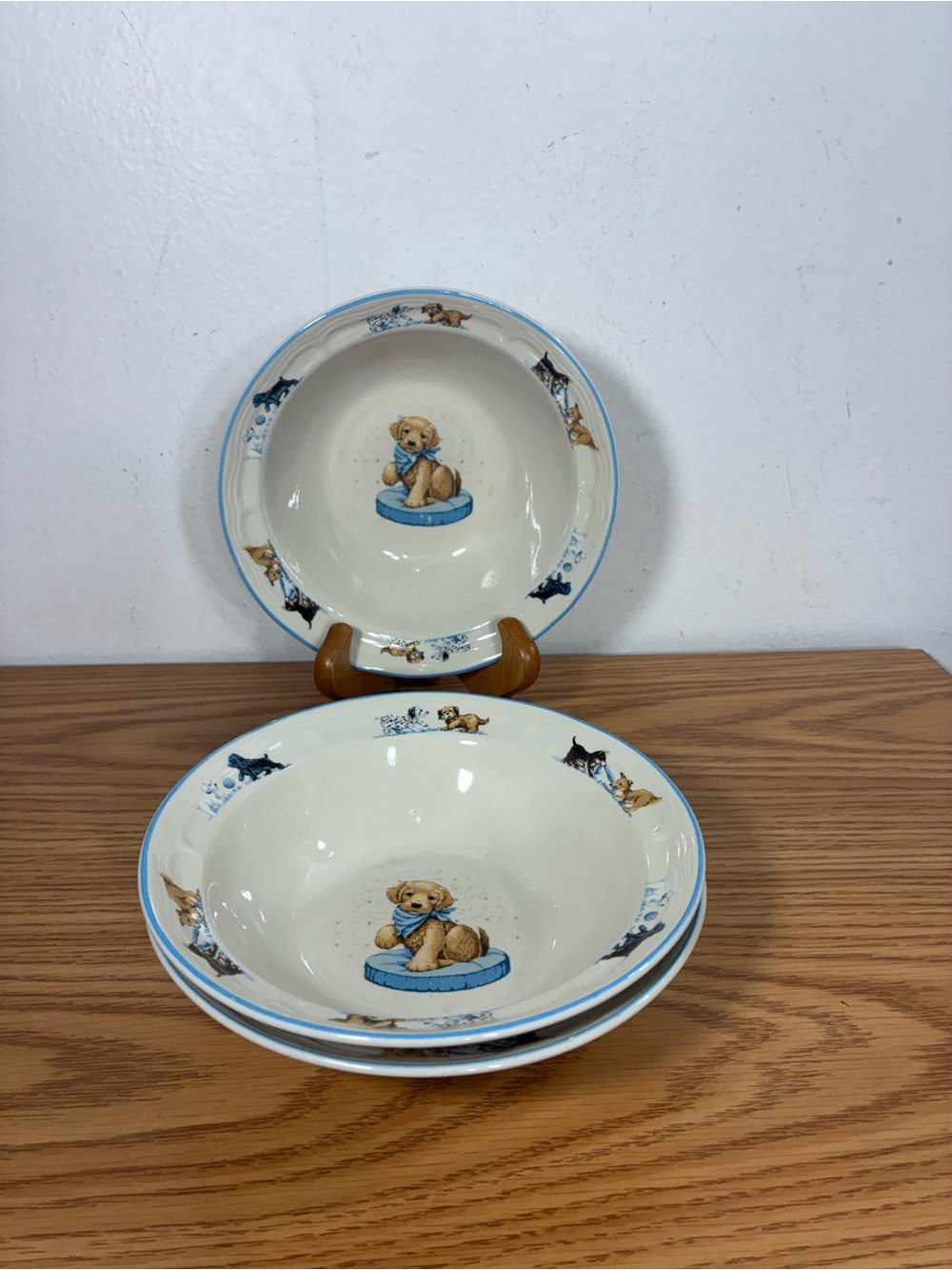 Tienshan Puppy love stoneware cereal Bowls - Set of 3